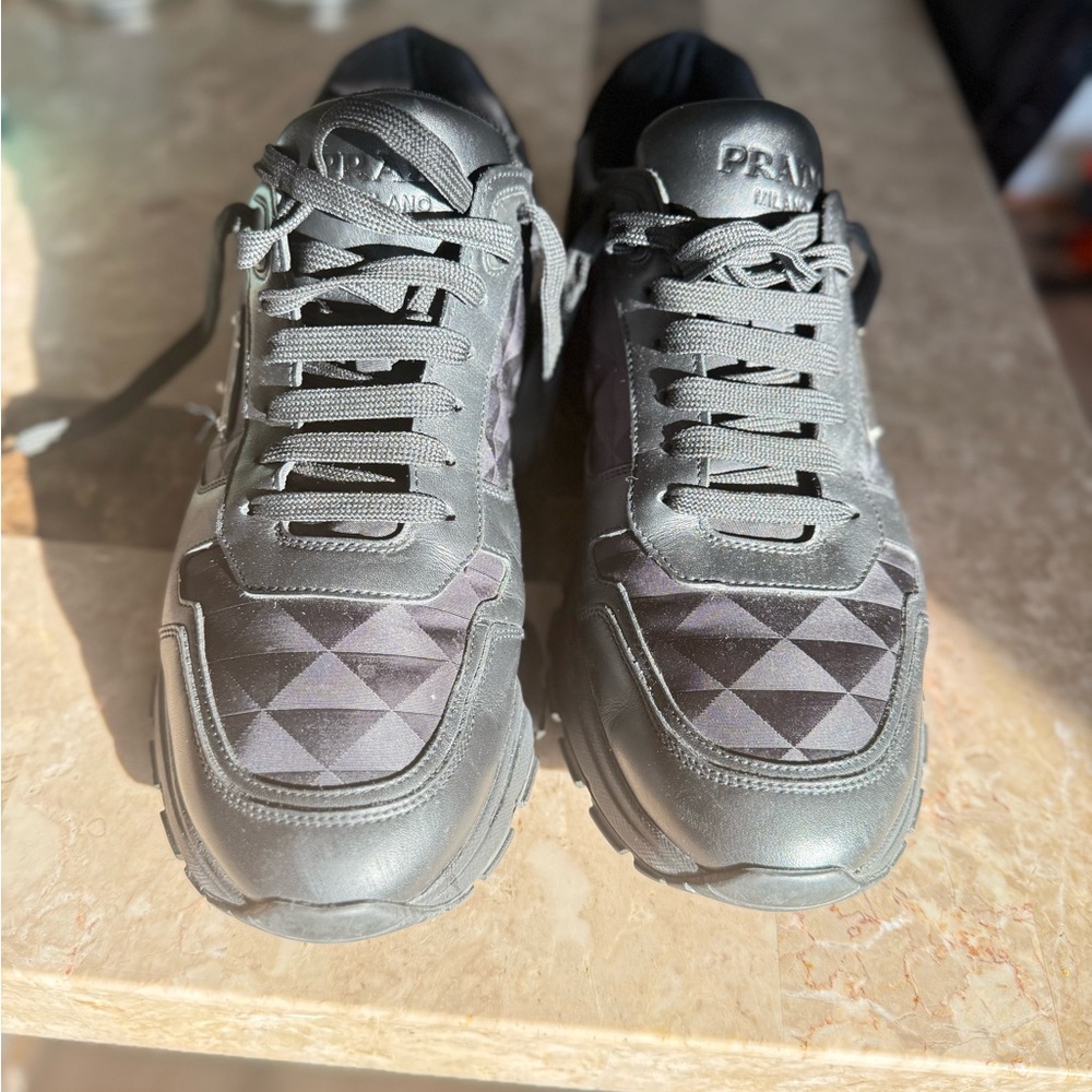 Prada Black Geometric Sneakers
